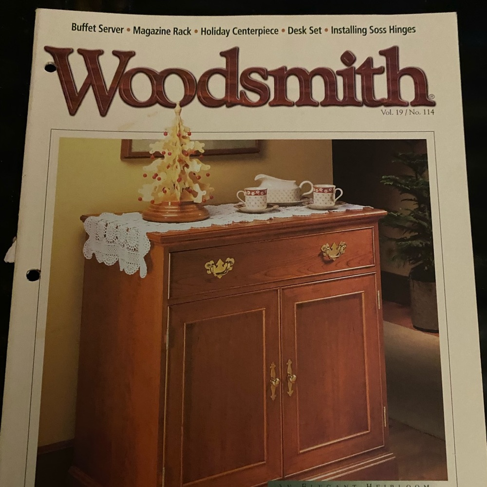 🎉5/$10🎉Woodsmith magazine vol 19 no 114 December 1997 buffet server , desk set